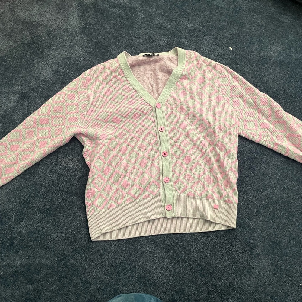 Acne Studios Pink & Green Jacquard Cardigan